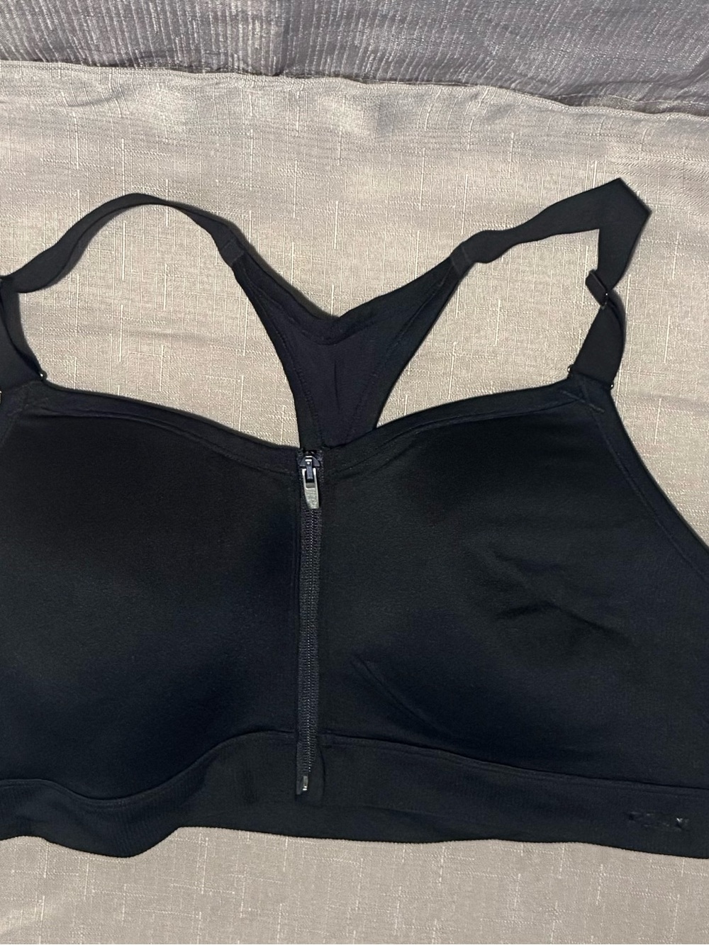PINK Victoria's Secret Black Front-Zip Racerback Sports Bra